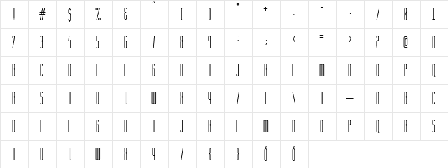 Komoda Regular  glyph index