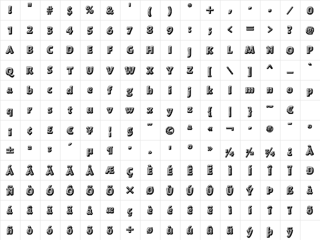 WoodsWorld 'Quilted' Regular  glyph index
