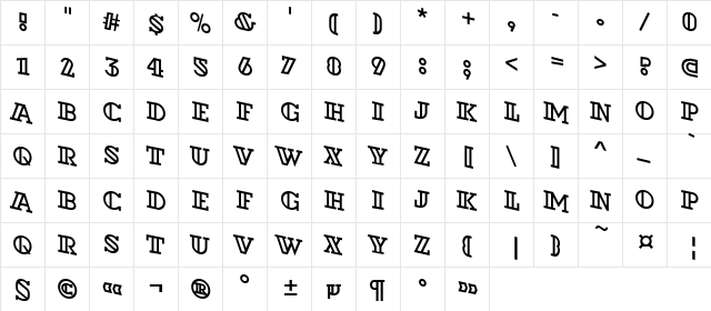 a_DexterOtlSpDn Regular  glyph index
