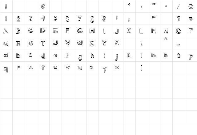 Lonely Annie Regular  glyph index