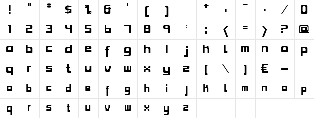 Roman Castor Regular  glyph index