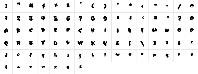 JellyBelly Regular  glyph index