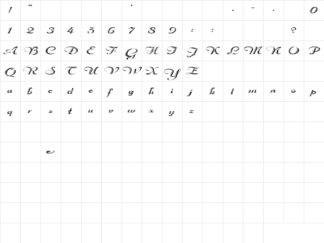 Church 5 Plain  glyph index