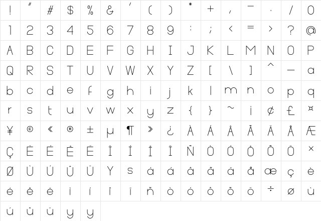 Cleon Demo Regular  glyph index