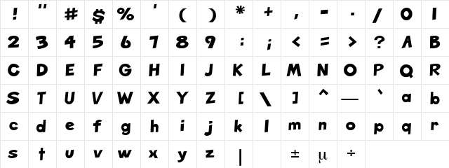 Sketch Regular  glyph index