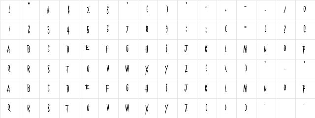 Eyes Wide Suicide Regular  glyph index
