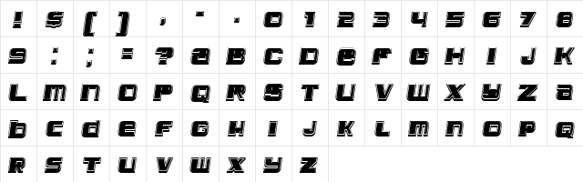 Leprosy 3D Filled Italic  glyph index