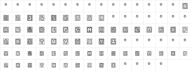 PC Quilt Blocks Regular  glyph index