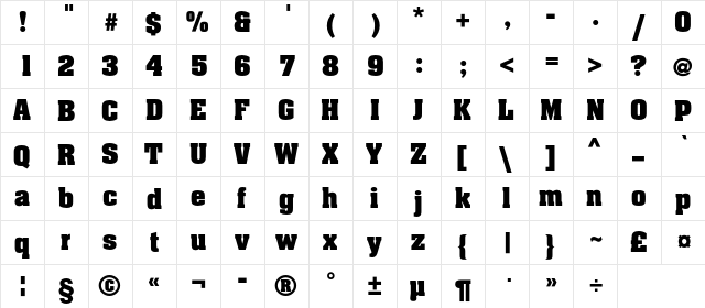 AdamantC Regular  glyph index