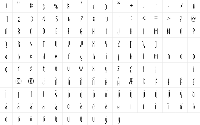 AspersionLight Regular  glyph index