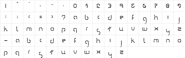 Kevlr Suit Regular  glyph index