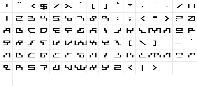 Beam Rider Expanded Expanded  glyph index