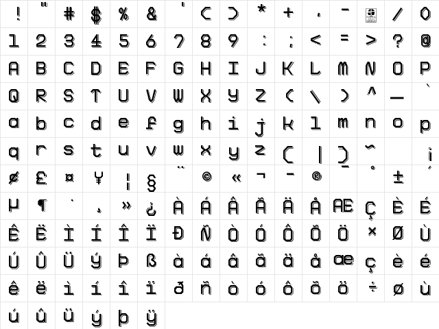 Big Pixel Shadowed Demo Regular  glyph index