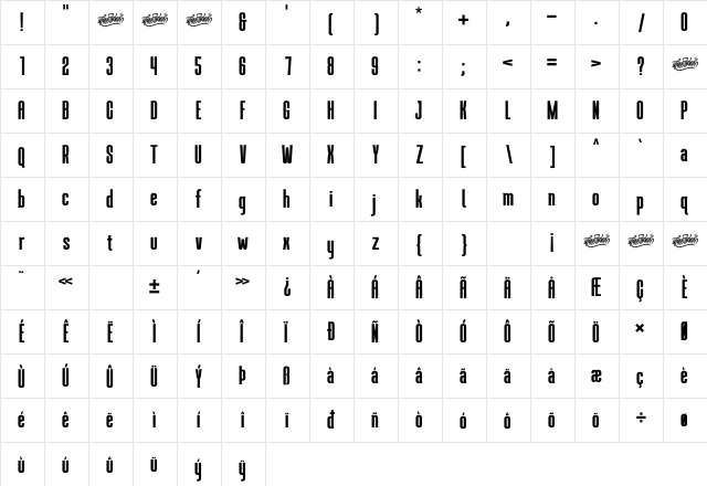 BROKENZ Regular  glyph index