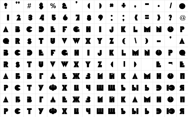 Baby95 Regular  glyph index