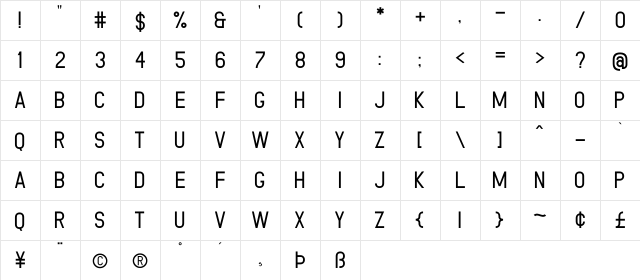 Grand Aprilliant Sans Black  glyph index