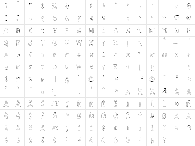 SEX FONT Regular  glyph index