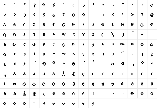 Oak-MagicMushroom Regular  glyph index