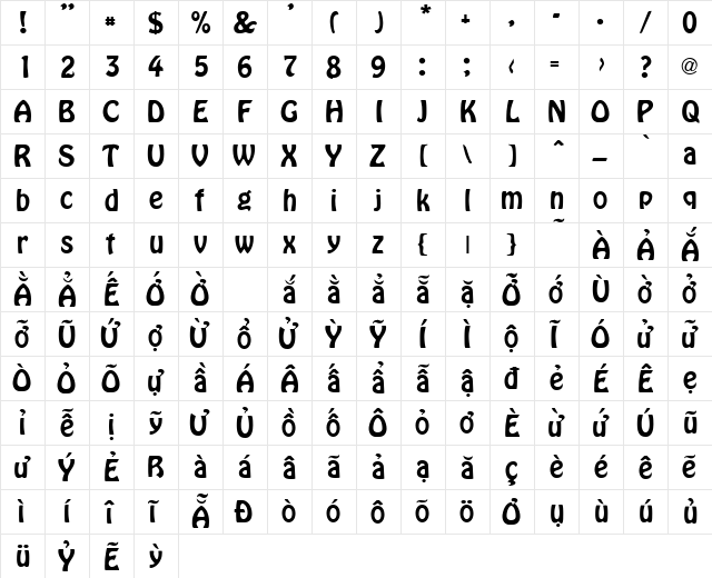 VPS Go Cong Regular  glyph index