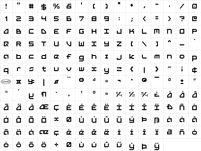 5th Agent Regular  glyph index