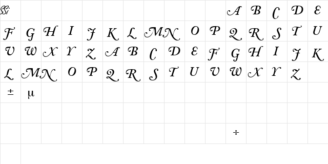 CaslonSwashCapsSSK BoldItalic  glyph index