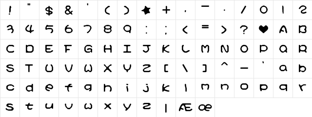 Kirby No Kira Kizzu BRK Regular  glyph index