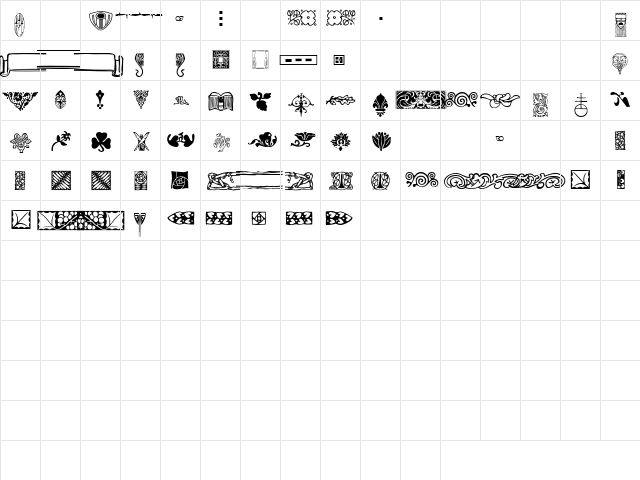 P22 Arts And Crafts OrnamentsTwo  glyph index