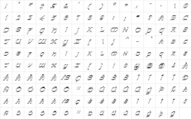 FZ JAZZY 31 HOLLOW ITALIC Normal  glyph index