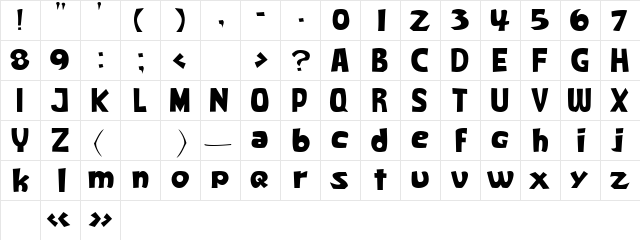 BlockParty Regular  glyph index