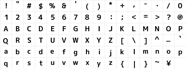 M+ 1c bold  glyph index