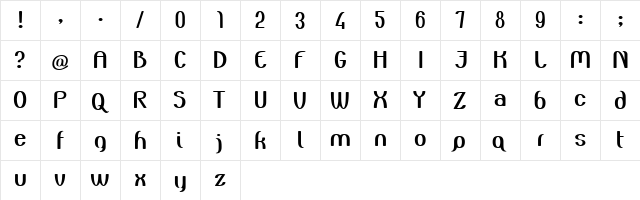 Zuider Postduif Regular  glyph index