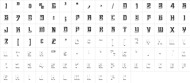 Beveled Regular  glyph index