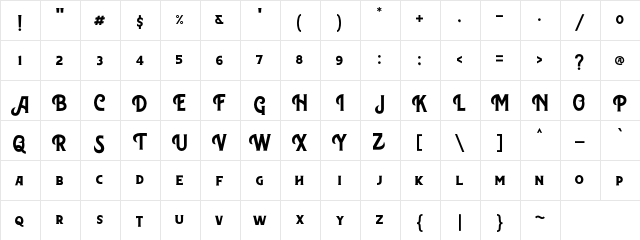 Northon [Demo] Regular  glyph index