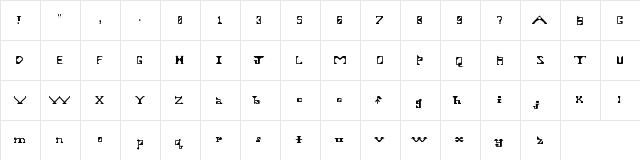 Derr Regular  glyph index