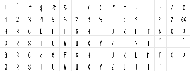 Romario Demo Regular  glyph index