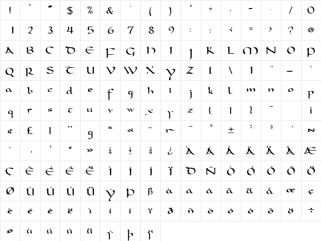 SamovarSSK Regular  glyph index