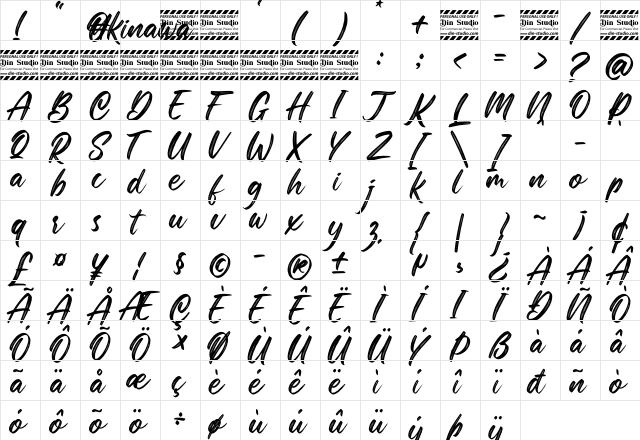 Okinawa Personal Use Regular  glyph index