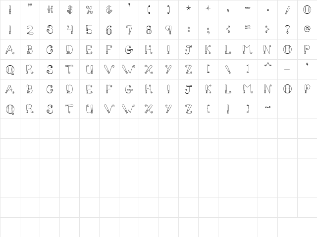 LD Bat & Ball Regular  glyph index