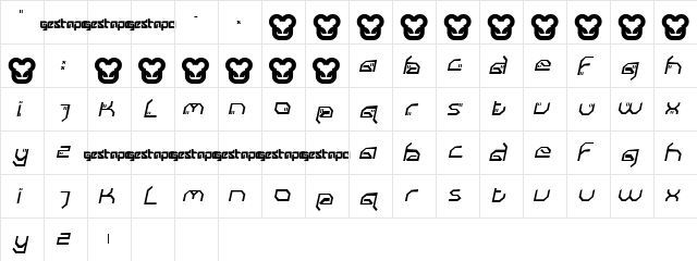gestapo001 Italic  glyph index