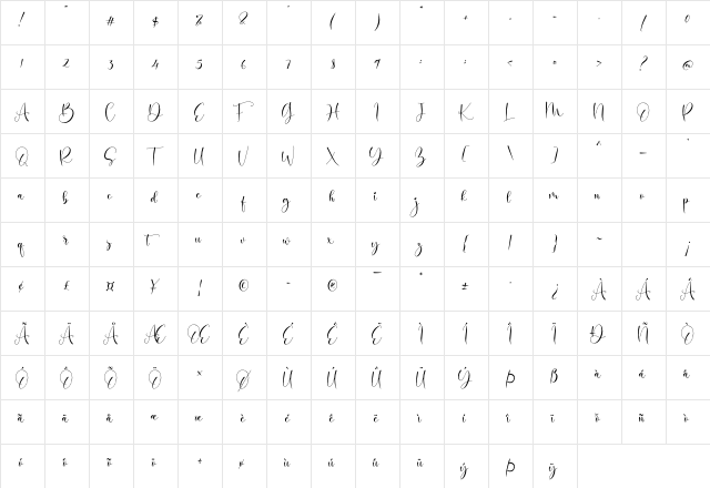 Balimora Regular  glyph index