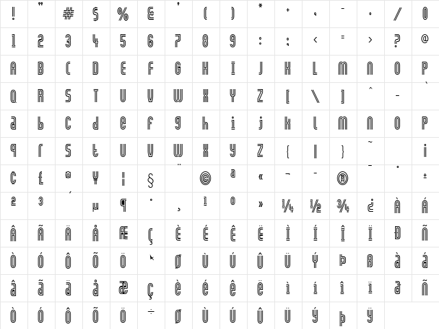 Arch-Condensed Normal  glyph index