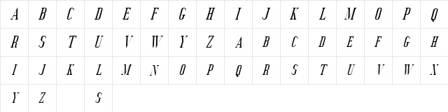 Deluce Free Italic  glyph index