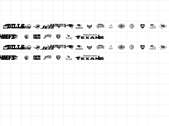 NFL AFC Regular  glyph index