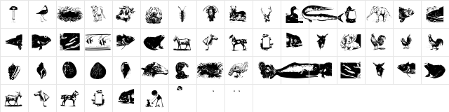 Zoological Regular  glyph index