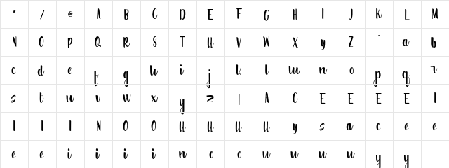 Creative Word Regular  glyph index
