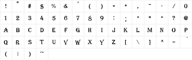 Albania Regular  glyph index