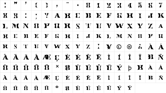 FZ WARPED 17 Normal  glyph index