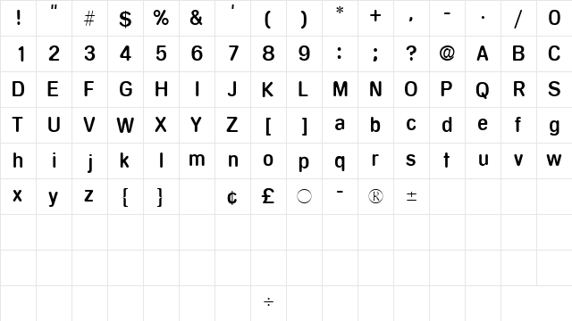 MentaSSK Regular  glyph index