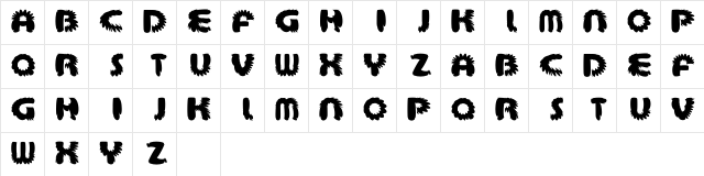 aztec bouffon Regular  glyph index