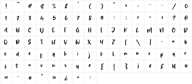 Winter Sprinkle Regular  glyph index